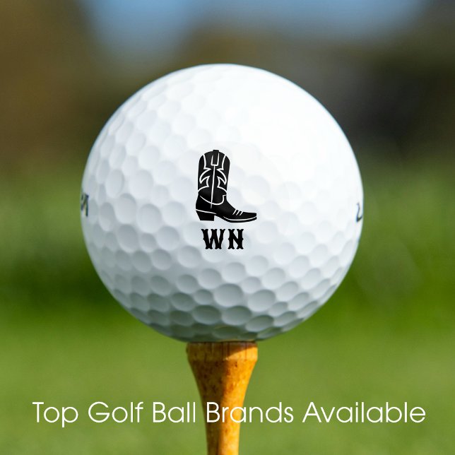 Fun Western Cowboy Boot Rustic Black Set Golf Balls (Creator Uploaded)