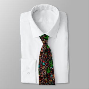 Fun Western Pattern Christmas Black Neck Tie