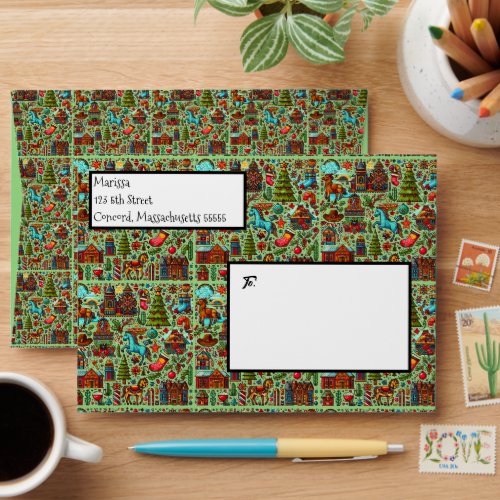 Fun Western Pattern Christmas Envelope