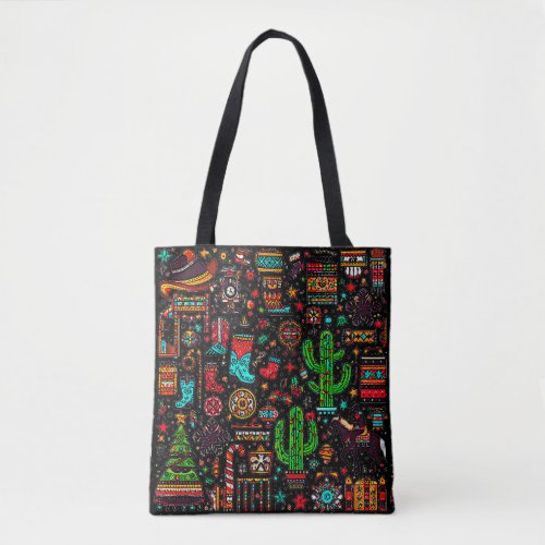 Fun Western Pattern Christmas Tote Bag