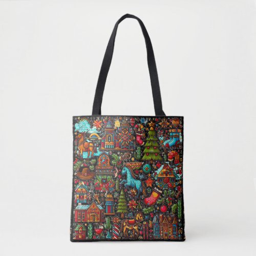 Fun Western Pattern Christmas Tote Bag