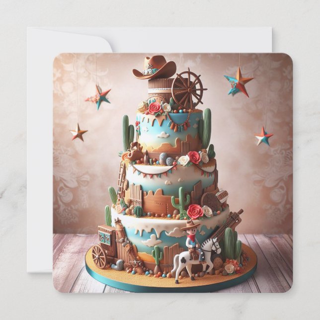 FUN WESTERN THEMED KIDS BIRTHDAY  CARD (Front)