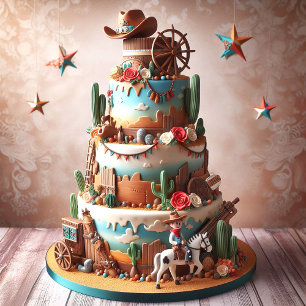 FUN WESTERN THEMED KIDS BIRTHDAY CARD