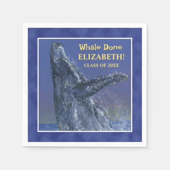 Fun Whale Graduation Party Paper Napkin (Front)