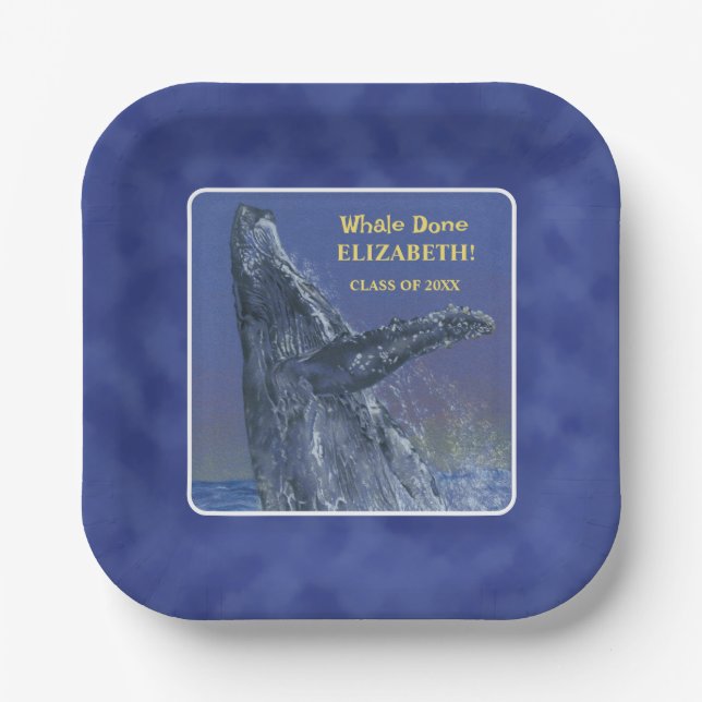 Fun Whale Graduation Party Paper Plate (Front)