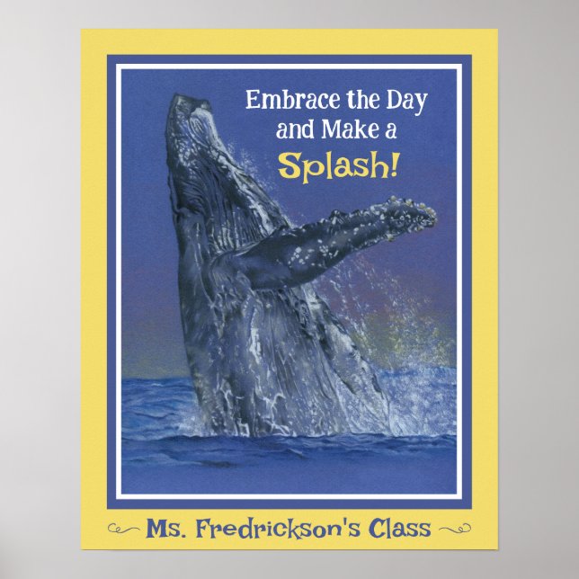 Fun Whale Print for the Classroom Yellow Border (Front)