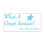 [ Thumbnail: Fun "What a Great Answer!" + Custom Tutor Name Self-Inking Stamp ]