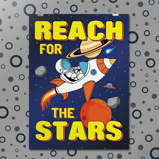 Fun Whimsical Astronaut Rocket Inspirational Quote Poster (Creator Uploaded)