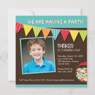 Fun Whimsical Candy Birthday Party Invitation