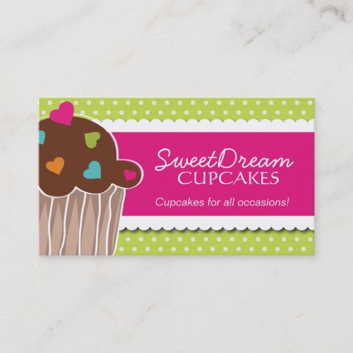 Fun Whimsical Cupcake Bakery Business Cards