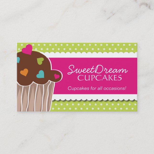 Fun Whimsical Cupcake Bakery Business Cards (Front)