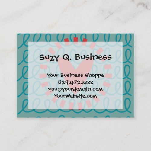 Fun Whimsical Doodle Heart and Swirls Business Card