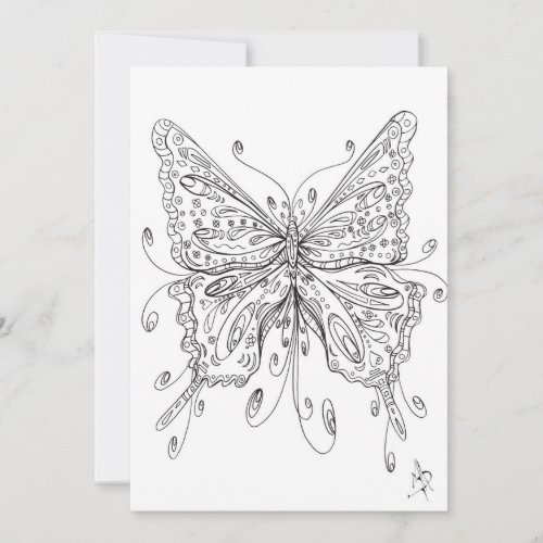 Fun Whimsical Ethereal Butterfly Coloring Card