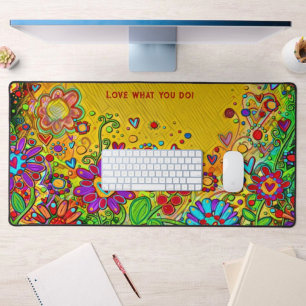 Fun Whimsical Floral Yellow Personalized Quote Desk Mat