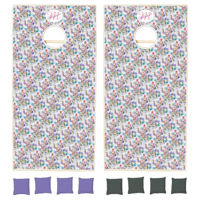 FUN WHIMSICAL FLOWER PATTERN CORNHOLE SET (Set)