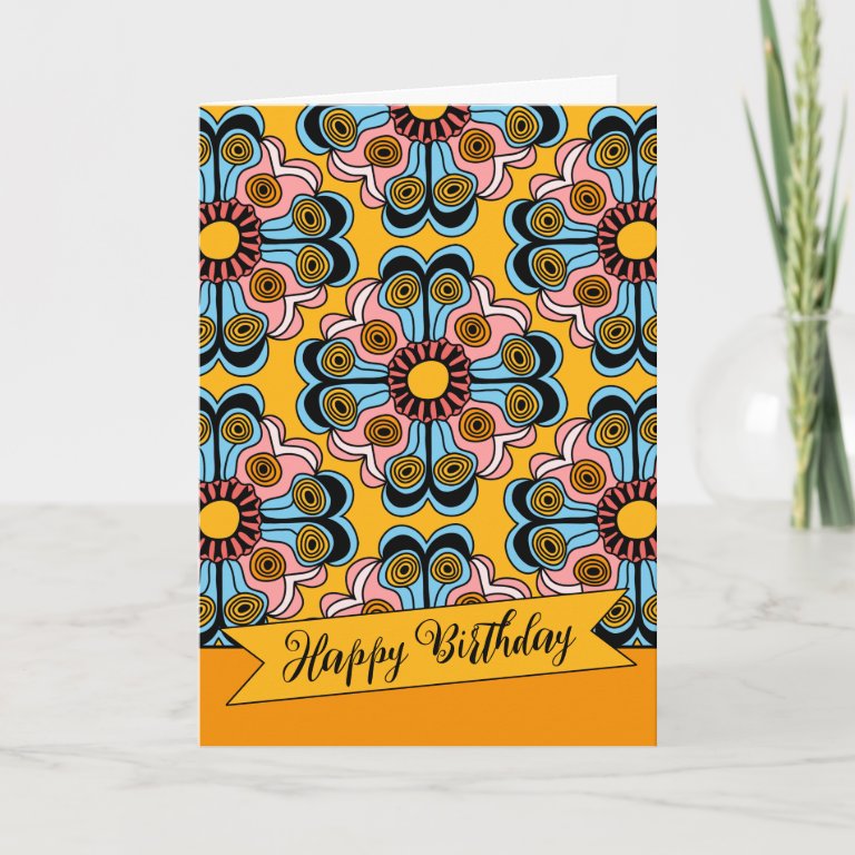 Fun whimsical flower power hippie CC0143 Birthday Card