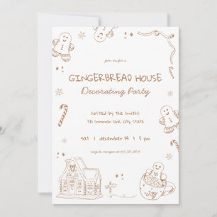 Fun Whimsical Gingerbread House Decorating Party Invitation