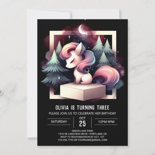 Fun Whimsical Horse Birthday Invitation (Front)