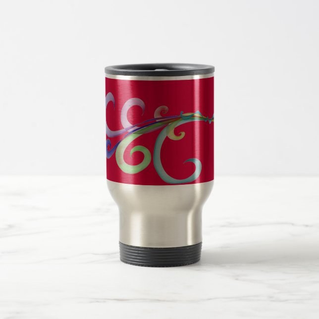 Fun Whimsical Intertwining Swirls Travel Mug (Center)