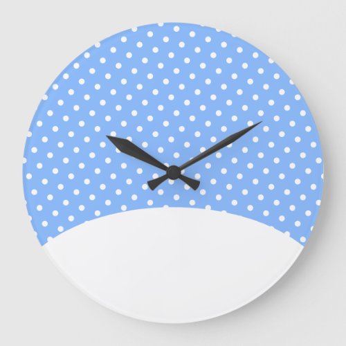 Fun Whimsical Light Blue Sky White Snow Flakes  Large Clock