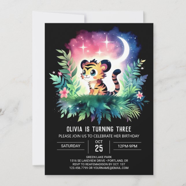 Fun Whimsical Tiger Birthday  Invitation (Front)