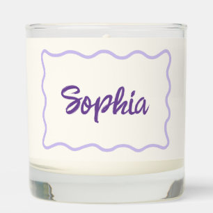 Fun Whimsical Wavy Border Custom Handwritten Name Scented Candle