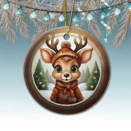 Fun Whimsical Winter Wildlife Christmas Decor Cer Ceramic Ornament