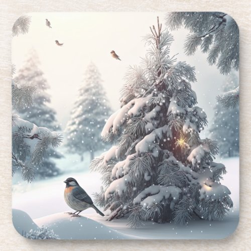 Fun Whimsical Winter Woodland Animals Coasters