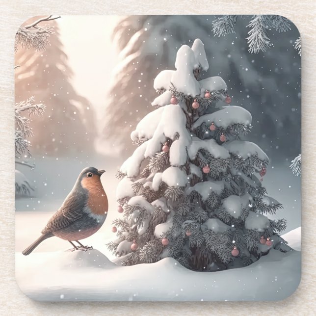 Fun, Whimsical Winter Woodland Animals Coasters (Front)