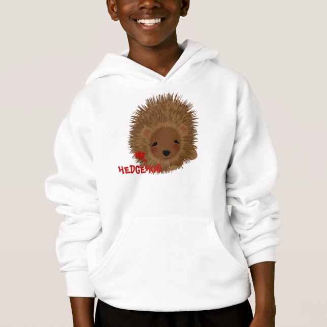 Fun Whimsy Mr Hedgehog Picture Hoodie (Front)