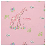 Fun Whimsy Pink Patterned Giraffes Personalized Fabric