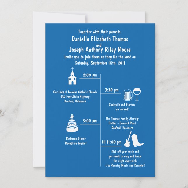 Fun Whimsy Timeline Wedding Invitation (Front)