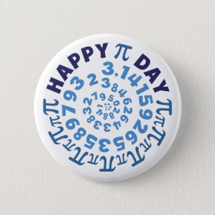 Fun White and Blue Happy Pi Day Round Button