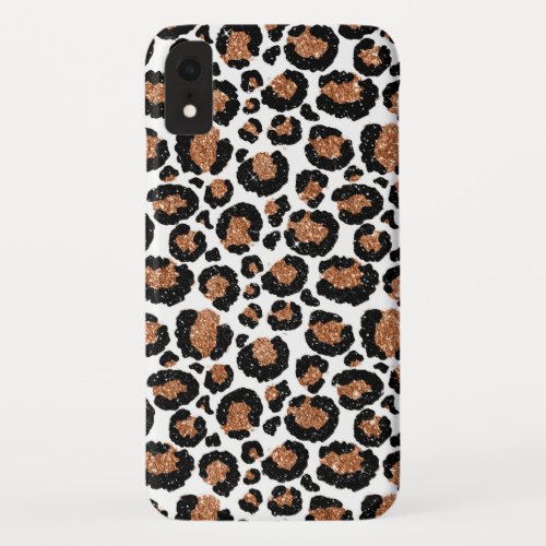 Fun White and Gold Foil Cheetah Pattern iPhone XR Case