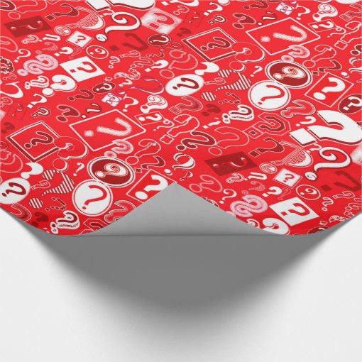 Fun White and Red Pattern of Question Marks Wrapping Paper Zazzle