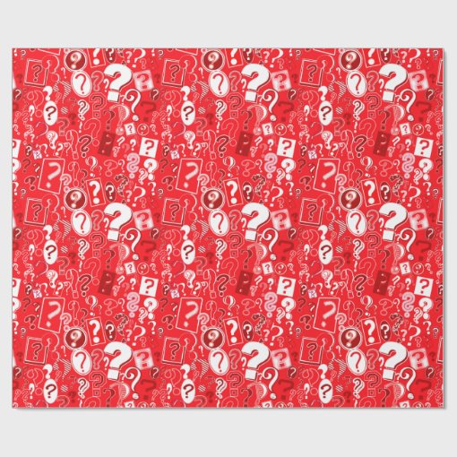 Fun White and Red Pattern of Question Marks Wrapping Paper Zazzle