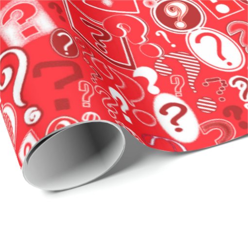 Fun White and Red Pattern of Question Marks Wrapping Paper Zazzle