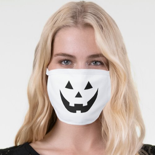 Fun white black Jack o lantern face Halloween Face Mask