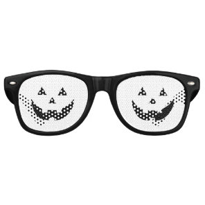 Fun white black Jack o lantern face Halloween Retro Sunglasses