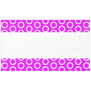 Fun White Bright Pink Tiled Geo Pattern Stripes Tablecloth