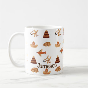Fun White Brown Kids Toy Car Plane Boat Gift Coffee Mug