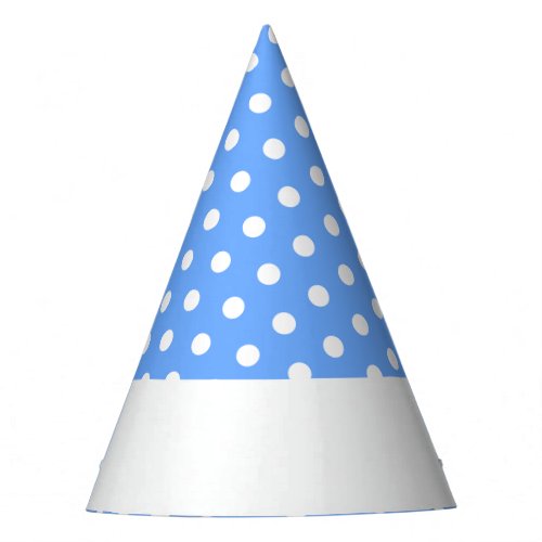 Fun White Dots Rim Stripe Pastel Blue Background Party Hat