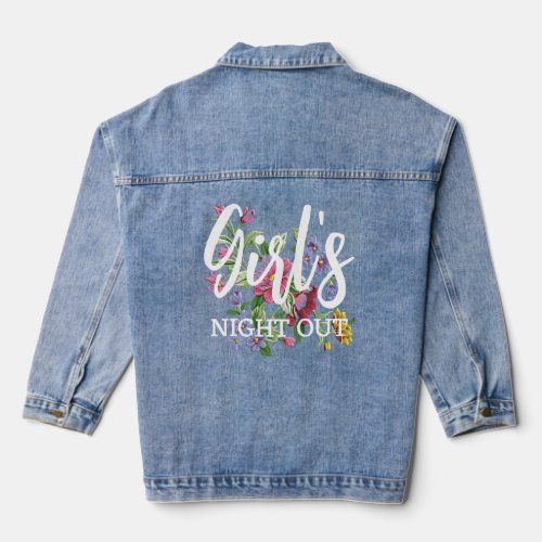 Fun White Girls Night Out Text On Blue Jeans Denim Jacket