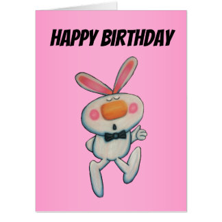 Fun White Happy Birthday Thumbs Up Bunny Card