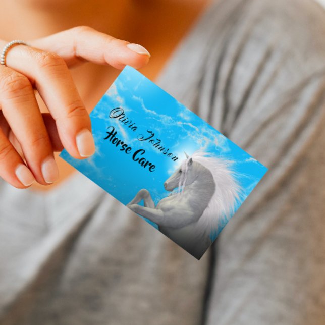 Fun White Horse Care Business Card (Creator Uploaded)