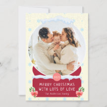 Fun White Merry Christmas Snow Globe Photo Card
