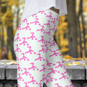 Fun White Mint and Pink Womens Curling Pattern Leggings