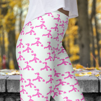 Fun White Mint and Pink Womens Curling Pattern Leggings
