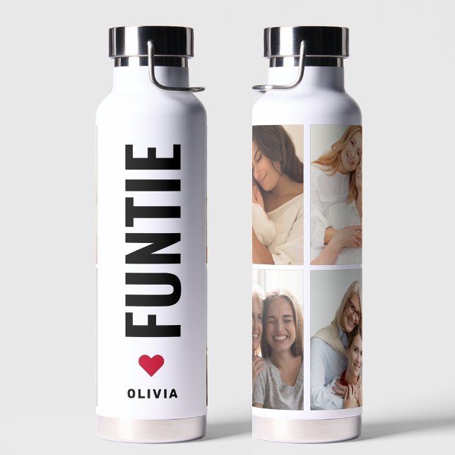 Fun White Photo Funtie Collage Wrap Water Bottle (Creator Uploaded)