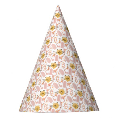Fun White Pink Bunny Rabbit Face Paper Party Hat